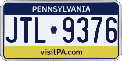 PA license plate JTL9376