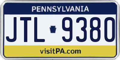 PA license plate JTL9380