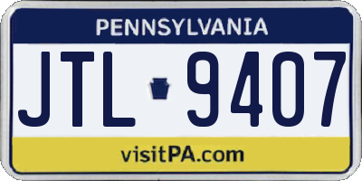 PA license plate JTL9407