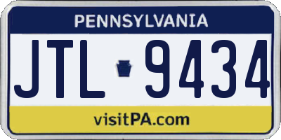 PA license plate JTL9434