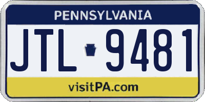 PA license plate JTL9481
