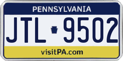 PA license plate JTL9502