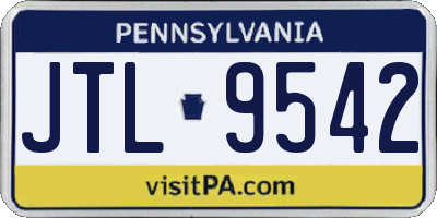 PA license plate JTL9542