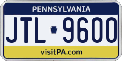 PA license plate JTL9600