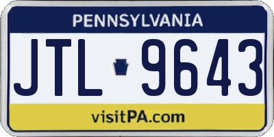 PA license plate JTL9643