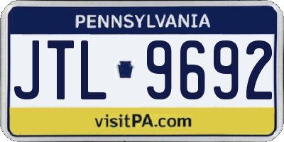 PA license plate JTL9692