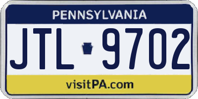 PA license plate JTL9702