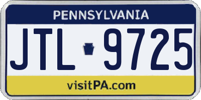 PA license plate JTL9725