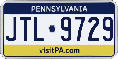 PA license plate JTL9729