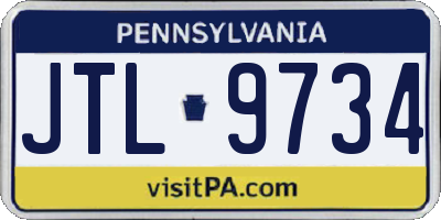 PA license plate JTL9734