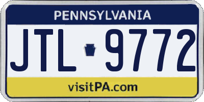 PA license plate JTL9772