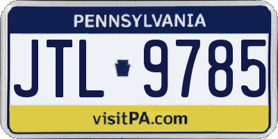 PA license plate JTL9785