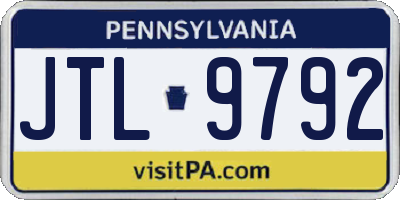 PA license plate JTL9792