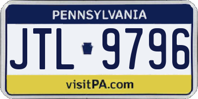 PA license plate JTL9796