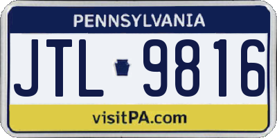 PA license plate JTL9816