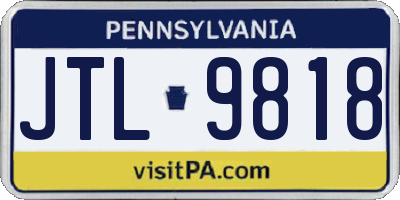 PA license plate JTL9818