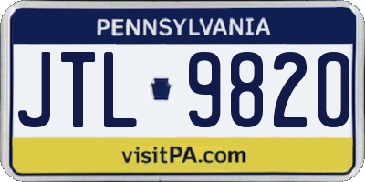 PA license plate JTL9820
