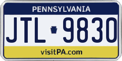 PA license plate JTL9830