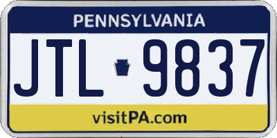 PA license plate JTL9837