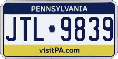 PA license plate JTL9839