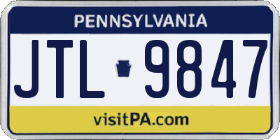 PA license plate JTL9847