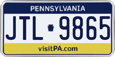 PA license plate JTL9865