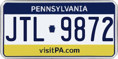 PA license plate JTL9872