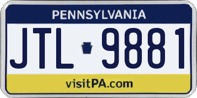 PA license plate JTL9881