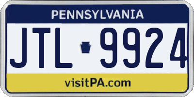 PA license plate JTL9924
