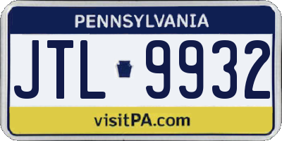 PA license plate JTL9932