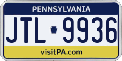 PA license plate JTL9936