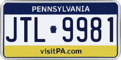 PA license plate JTL9981