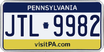 PA license plate JTL9982