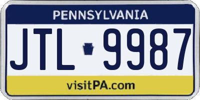 PA license plate JTL9987