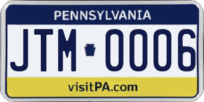 PA license plate JTM0006