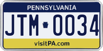 PA license plate JTM0034