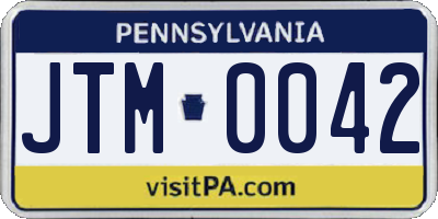 PA license plate JTM0042