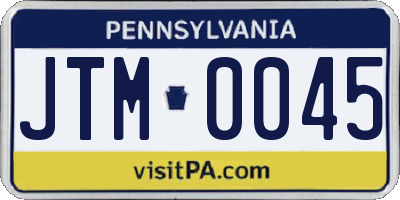 PA license plate JTM0045
