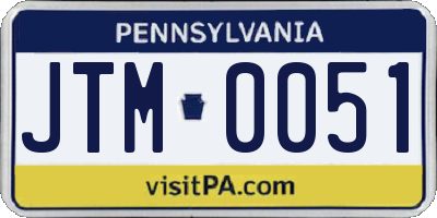 PA license plate JTM0051
