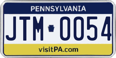PA license plate JTM0054
