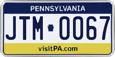 PA license plate JTM0067