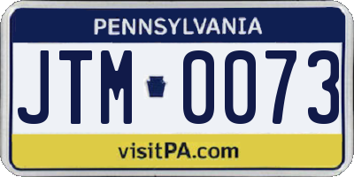 PA license plate JTM0073