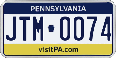PA license plate JTM0074
