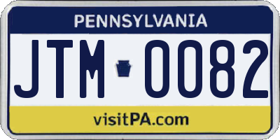 PA license plate JTM0082