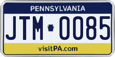 PA license plate JTM0085