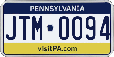 PA license plate JTM0094