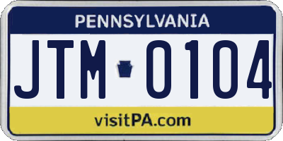 PA license plate JTM0104