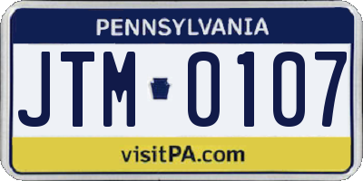 PA license plate JTM0107