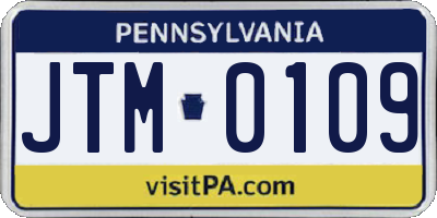 PA license plate JTM0109