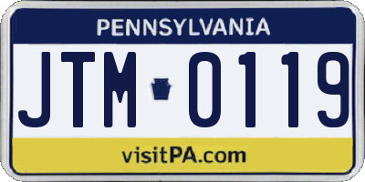 PA license plate JTM0119